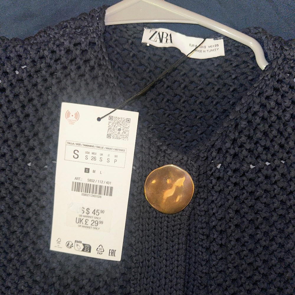 Zara Blue Button Down Vest